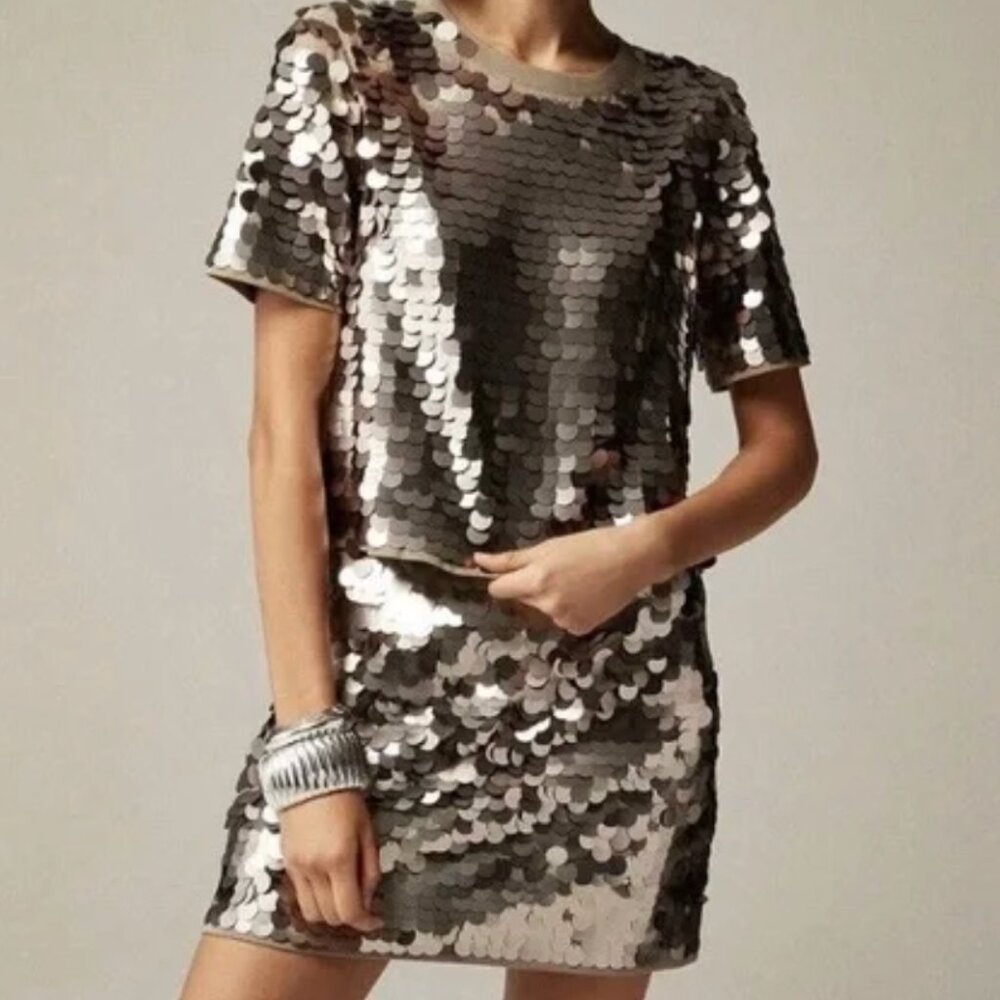New with tags J Crew Collection Pailette Mini Skirt- Bronze - Picture 8 of 11